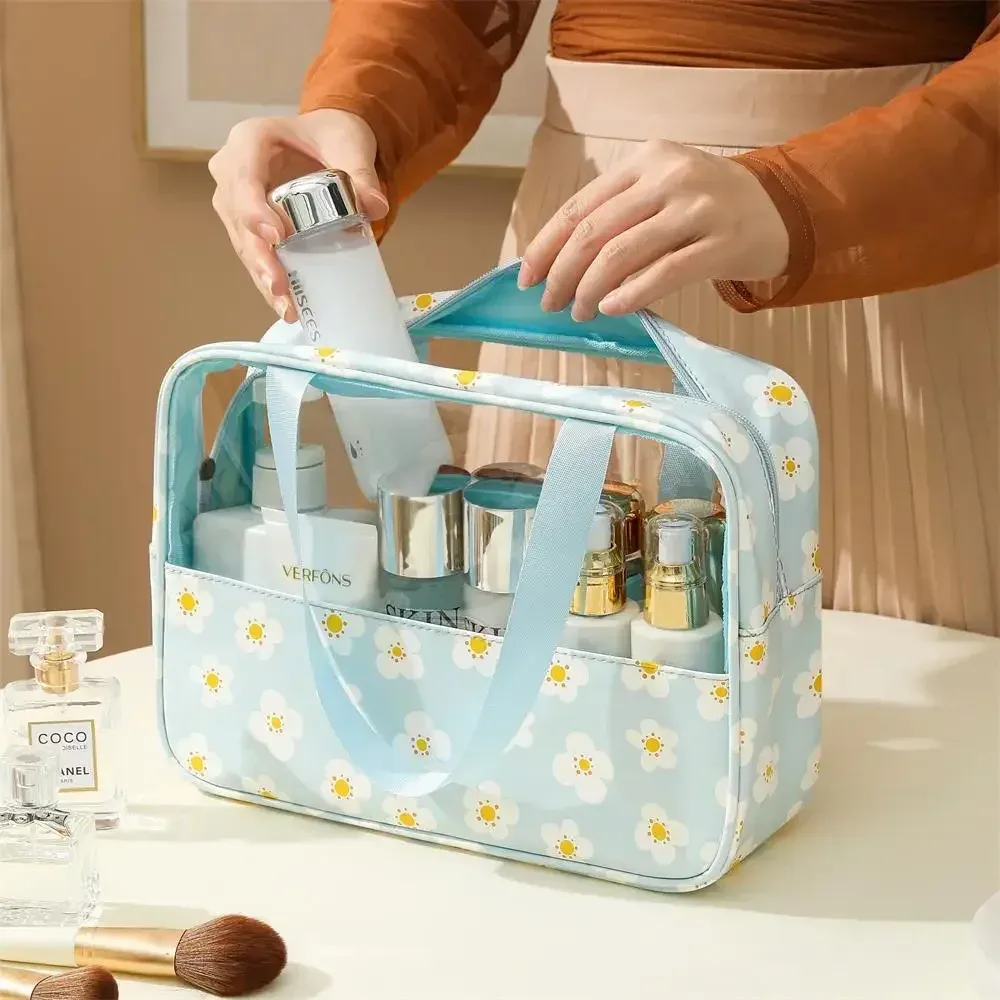 trousse de toilette femme 3 pièces translucide grande capacité – sacs de voyage essentiels pour cosmétiques et articles de bain