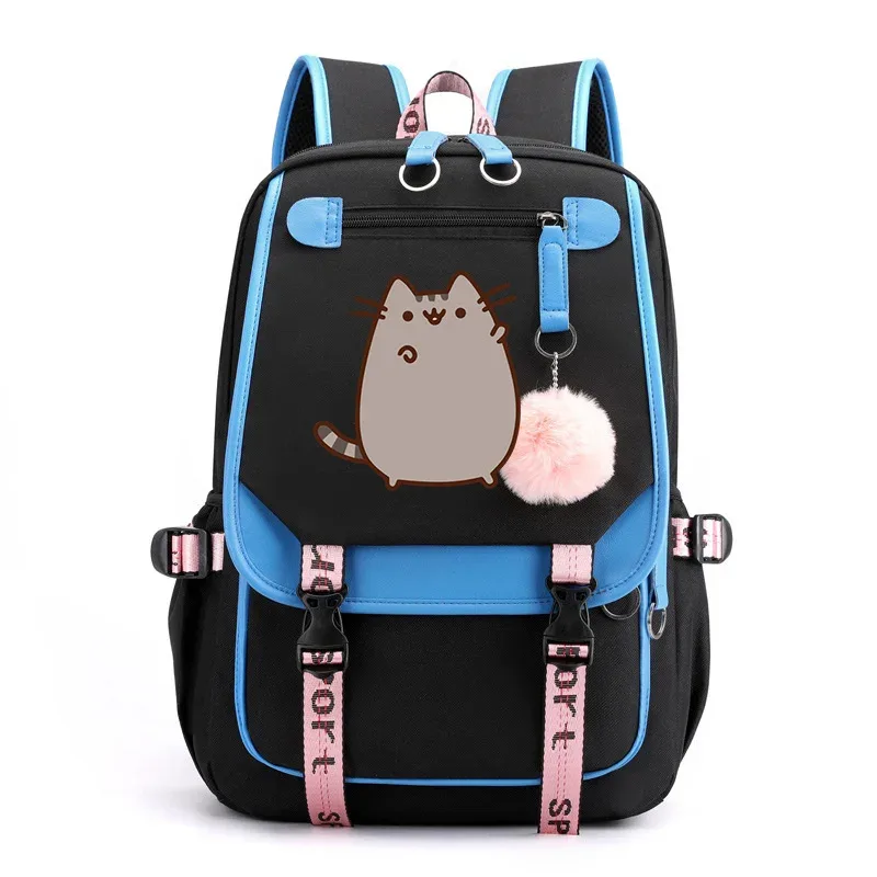 sac à dos imprimé chat de dessin animé pour adolescents, cartable pour filles et garçons, sacs à dos de voyage décontractés, sac à dos rose mochila