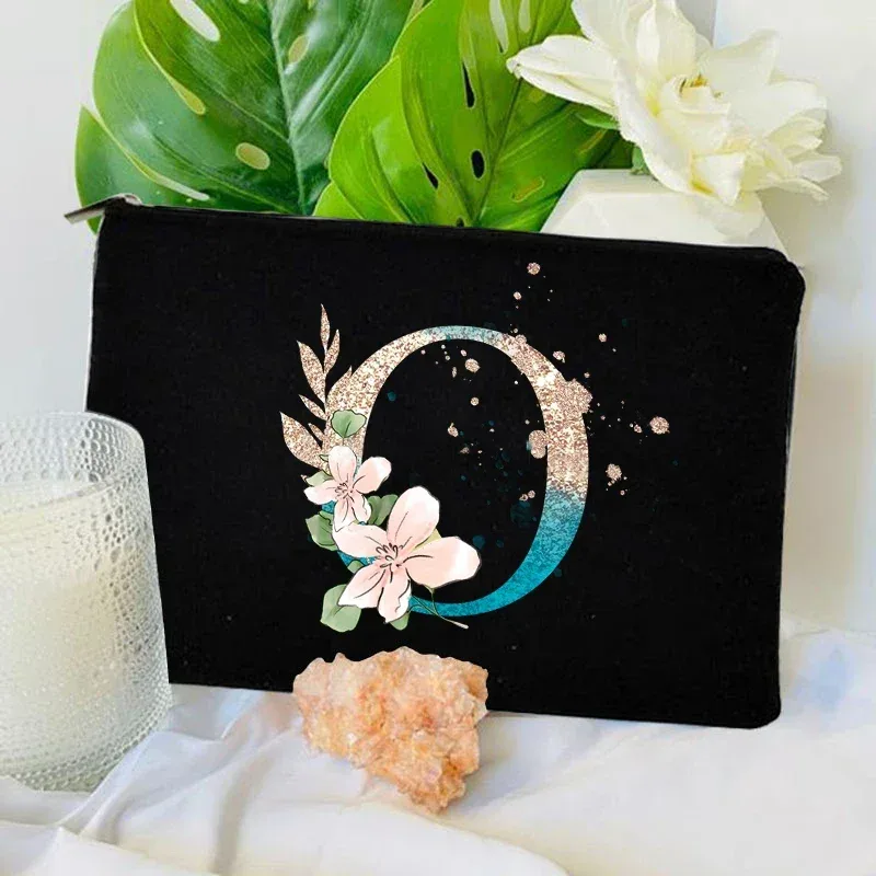 sacs à fermeture éclair pour maquillage initial dégradé, pochette de voyage pour toilettes, rouge à lèvres, enterrement de vie de jeune fille, pochette cosmétique pour demoiselle d'honneur