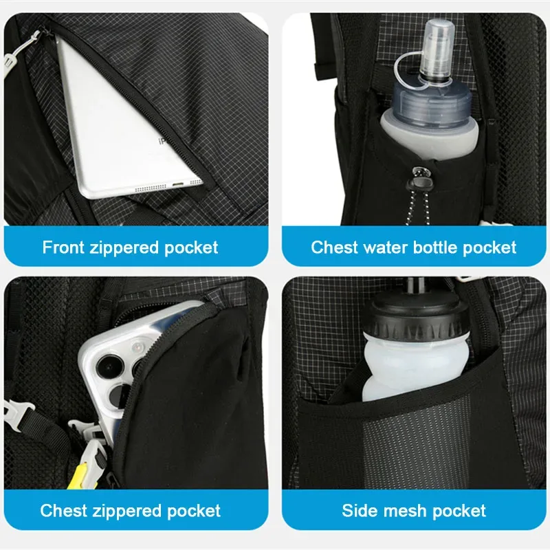 sac à dos de sport de plein air grande capacité pour la randonnée et la course sur sentier, sac d'hydratation multifonctionnel pour le cyclisme, léger en nylon