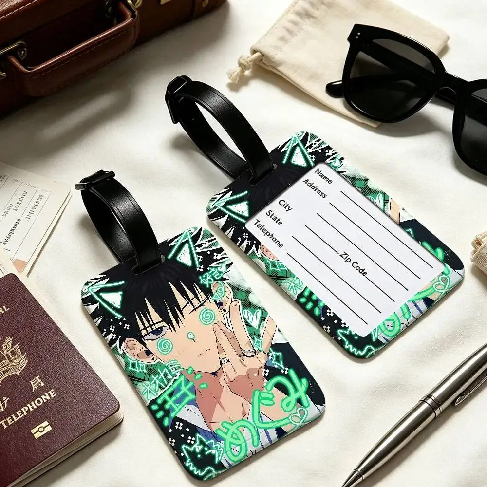 étiquette d'identification de bagage anti-perte en pvc anime fushiguro megumi jujutsu kaisen, porte-carte d'information amovible, étiquette de bagage de voyage