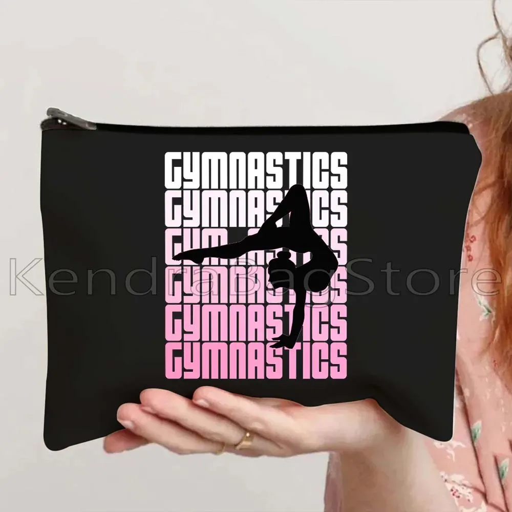 rétro culbutage gymnastique fille sport danseur toile maquillage cosmétique trousse de toilette gymnaste cadeau balance faisceau trousse à crayons pochette à fermeture éclair