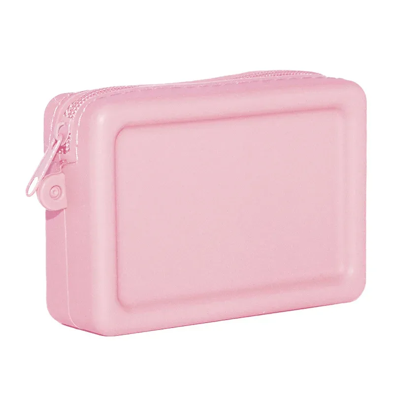 sac à cosmétiques en silicone vintage, étanche, fermeture éclair lisse, porte-écouteurs, porte-documents macaron, portefeuille, porte-monnaie, poudres portables