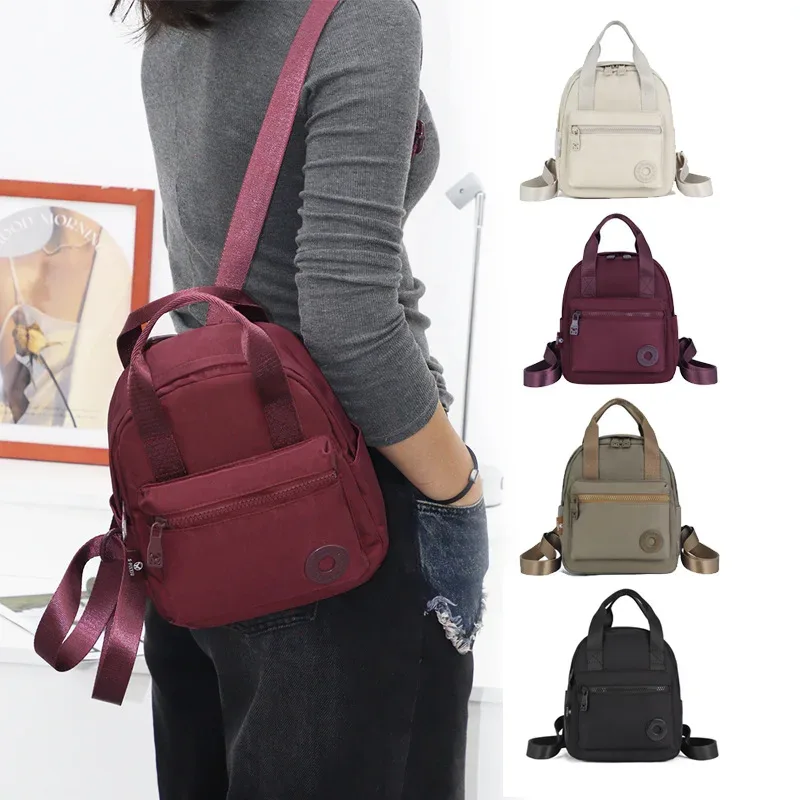 sac à main en nylon décontracté pour voyage, sac bandoulière léger multi-couches, sac à dos unisexe respirant avec sangle d'épaule, couleur unie