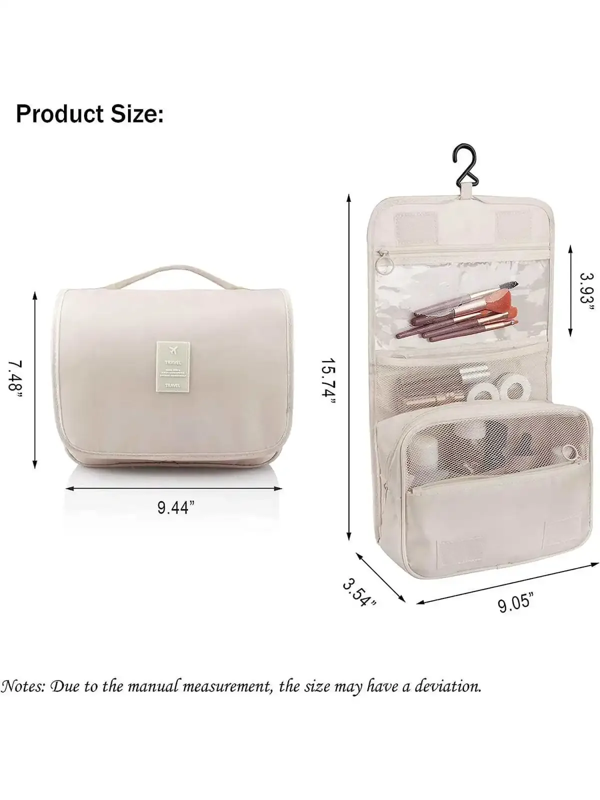 trousse de toilette de voyage imperméable de haute qualité pour femmes, organisateur de maquillage avec crochet de salle de bain, pochette de lavage, sac de rangement pour maquillage