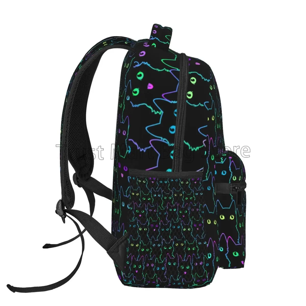 sac à dos d'école de chats noirs de bande dessinée pour des femmes et des filles, sac à livres d'ordinateur portable durable, sac à dos décontracté, sac de jour léger, sac de voyage de randonnée, mignon
