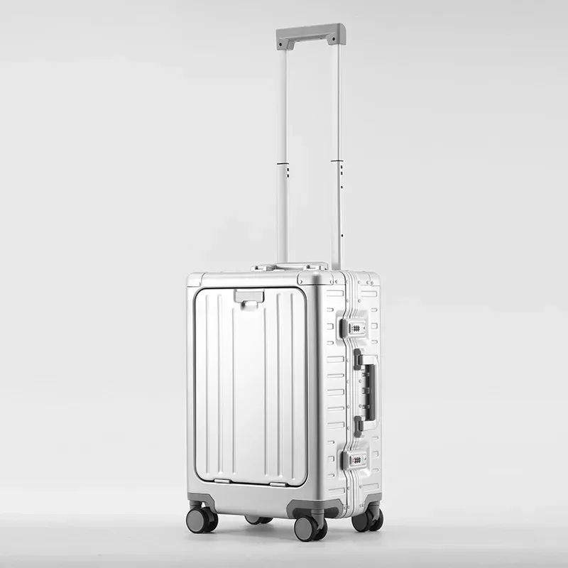 klqdzms valise pour hommes boîte d'embarquement en alliage d'aluminium et de magnésium boîtier de chariot de grande capacité 20 "24 pouces bagage roulant