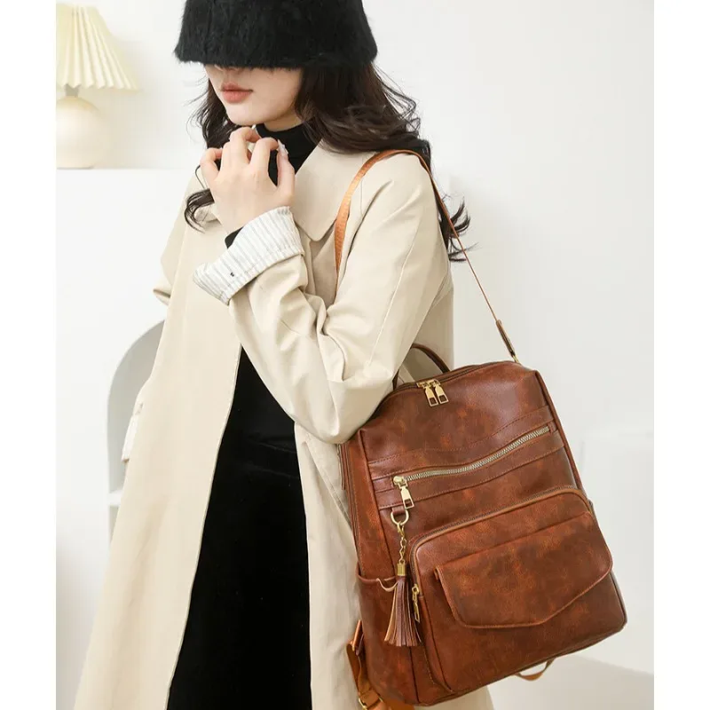 sac à dos sac à main pour femmes pu grand dames mode gland pu cuir voyage sac à dos sac à main concepteur dames sacs à bandoulière étanche