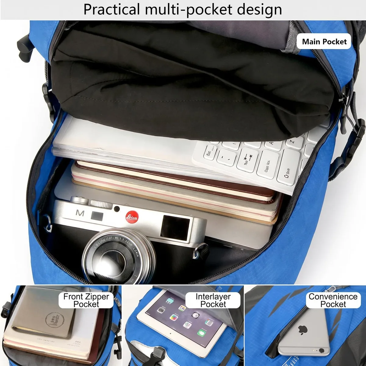 sac à dos de randonnée en plein air, résistant à l'eau, en oxford, durable, sac à dos décontracté de grande capacité, sac à dos de voyage et de camping pour hommes et femmes