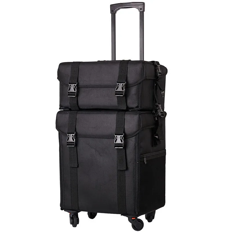 klqdzms – trousse à cosmétiques professionnelle en tissu oxford, boîte à outils de manucure, grande valise à roulettes pour femmes, sac de maquillage de grande capacité