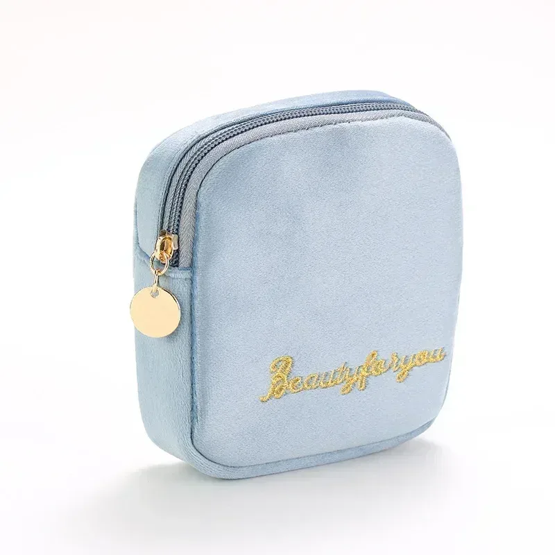 sac à cosmétiques en velours à fermeture éclair pour femme, grande trousse de maquillage de voyage, solide, pour documents, rouge à lèvres, rangement féminin