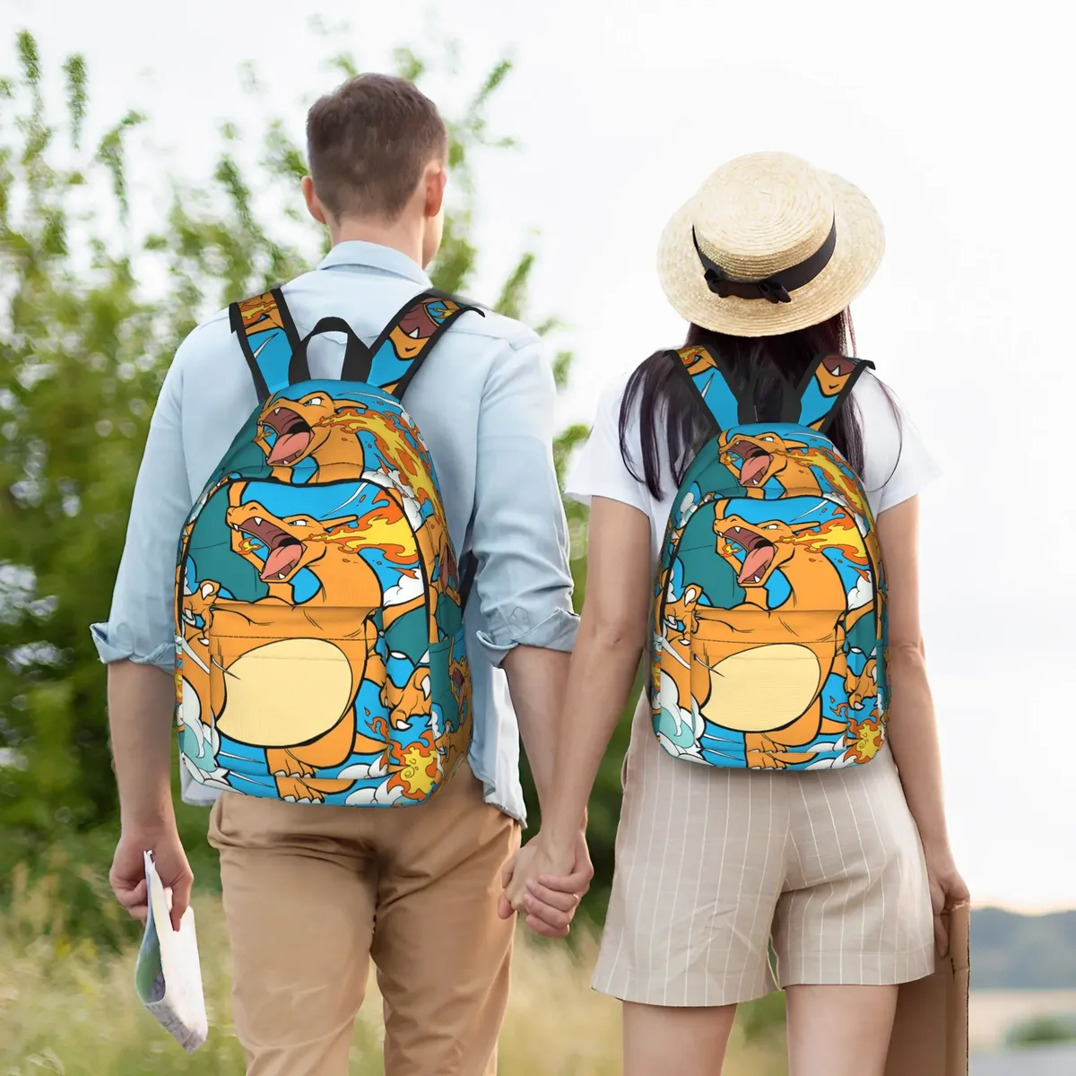 sac à dos pokemon charizard tendance pour l'école, sac à dos rétro lavable