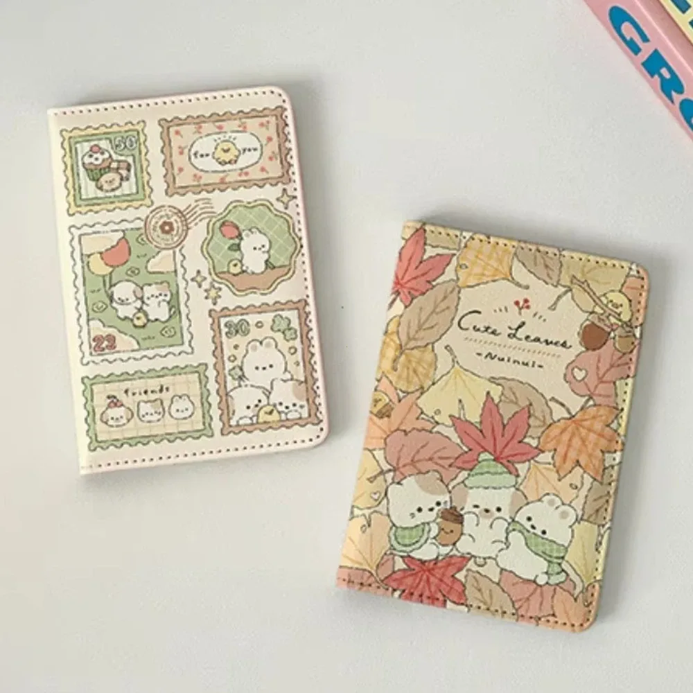 porte-passeport en cuir pu, lapin de dessin animé, multi-fonction, pince à cartes, portefeuille, étanche, léger, couverture de passeport, voyage en plein air