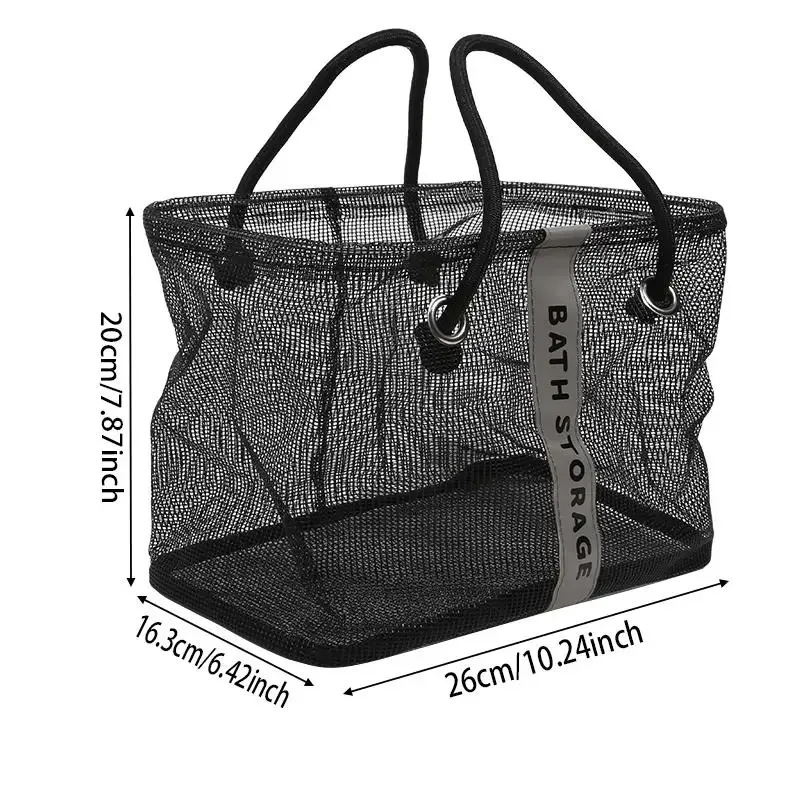trousse de toilette en maille portable, poignée à séchage rapide, grande capacité, salle de bain, douche, voyage, fourre-tout de maquillage, sac à main, panier organisateur