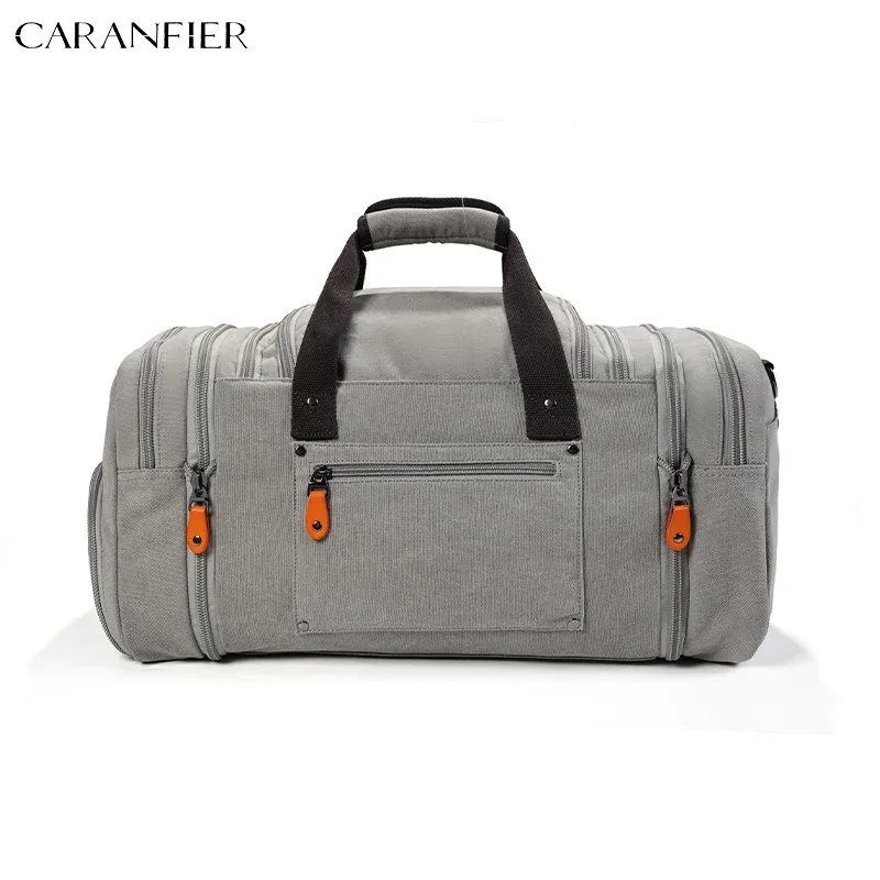 CARANFIER – sac de voyage en toile 16oz pour hommes, compartiment à chaussures extensible, Design 50L/55L, poche de séparation sec et humide