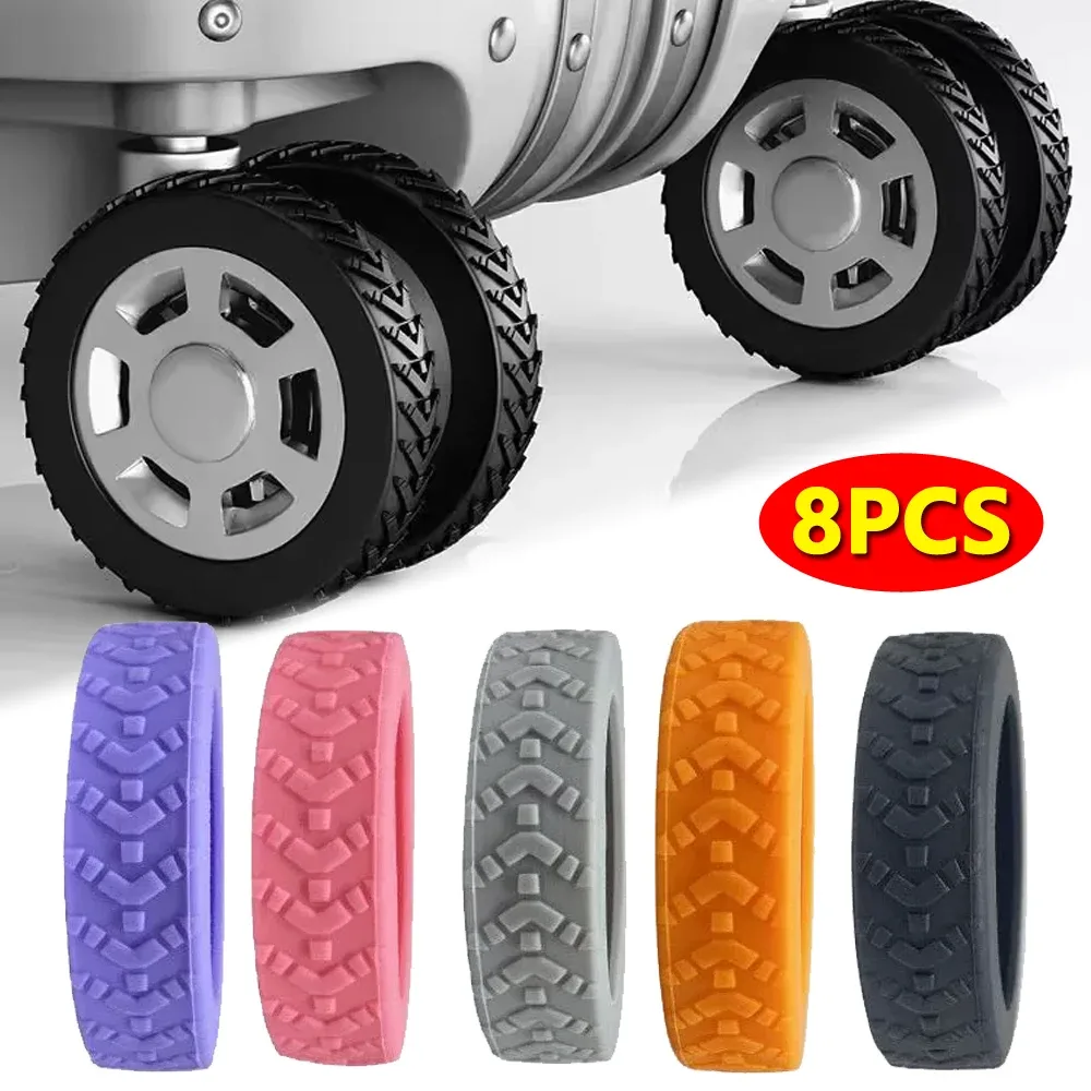 8 protections de roulettes de valise en silicone, épaisses, antidérapantes, résistantes à l'usure, réduisant l