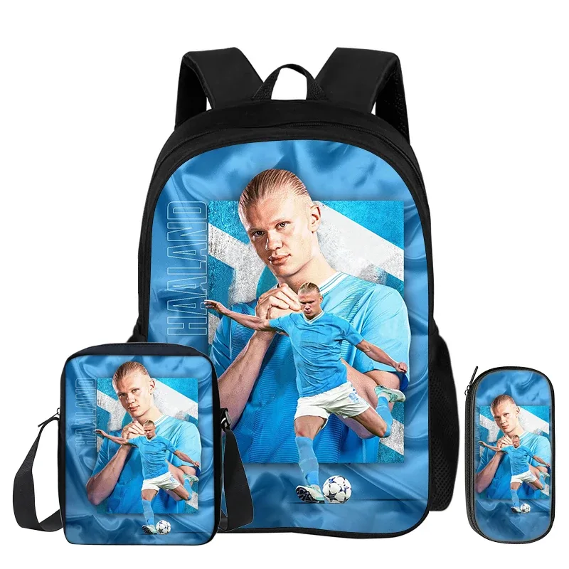 sac à dos d'école, sac à crayons, sac à dos de sport haaland pour enfants, ensemble de 3 pièces, sac à dos de footballeur star, cadeau