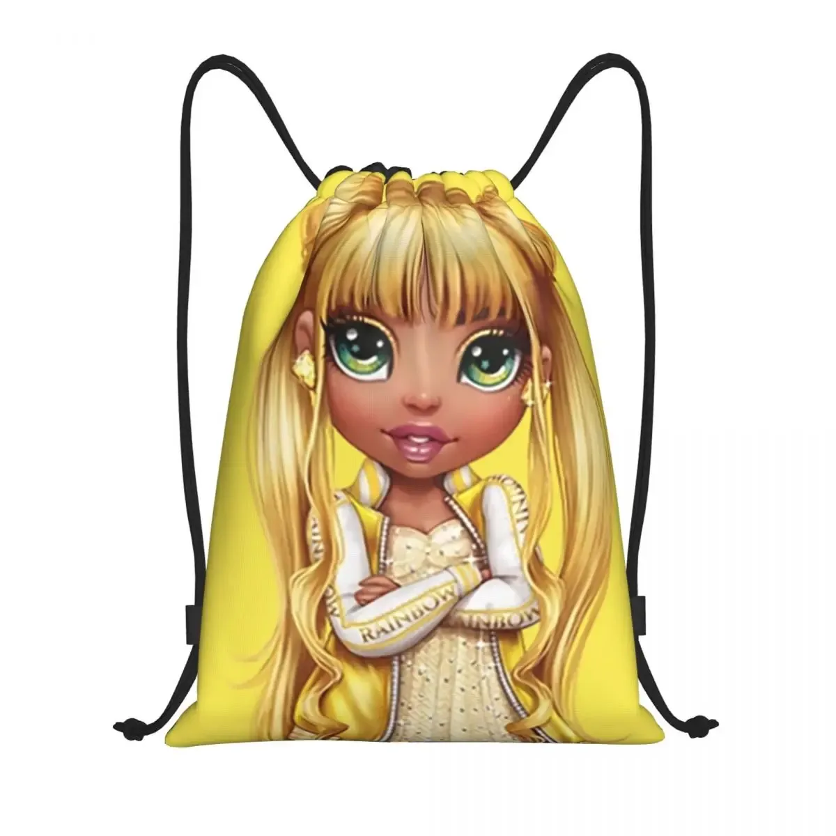 sac à dos personnalisé arc-en-ciel avec cordon de serrage pour pause d'hiver, sac de sport pour femmes et hommes, sac d'entraînement de dessin animé tv