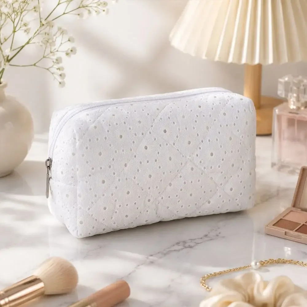 sac de maquillage en coton doux et durable, imprimé floral matelassé, grande capacité, trousse de toilette, organisateur de maquillage pour femmes et filles