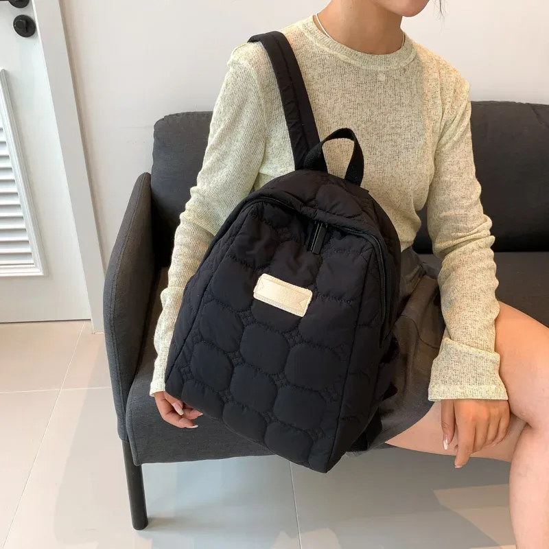 sac à dos ultraléger en coton pour femme, sac à dos scolaire, sac de voyage léger, tendance de la mode, espace chaud vers le bas, hiver