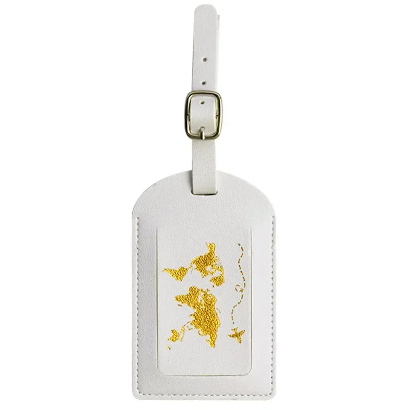 étiquette de bagage en cuir pu pour hommes et femmes, étiquette d'adresse de valise, sac d'embarquement, nom, identification, porte-adresse, accessoire de voyage