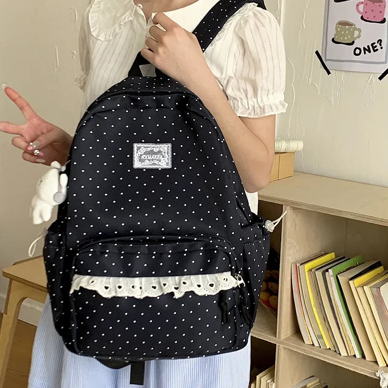 sac à dos coréen en nylon à lacets, grande capacité, multi-couches, léger, pour le campus, tendance, simple, pour le voyage