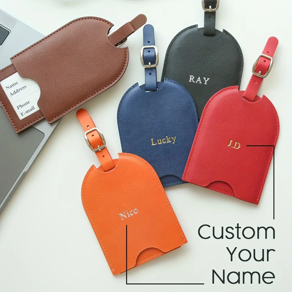sac de voyage avec nom imprimé à chaud, étiquettes de sac à dos de qualité supérieure, accessoires de voyage chics faits à la main, cadeau d'anniversaire de demoiselle d'honneur, 1 pièce