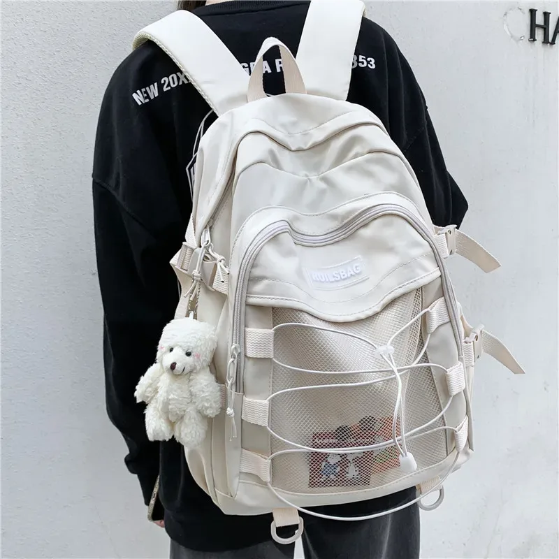 Sac à dos tendance en corde croisée pour femme, version coréenne, style japonais, sac à dos double épaule pour étudiantes et jeunes filles