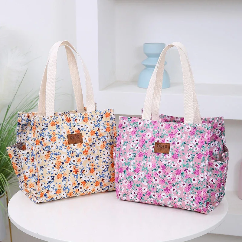 sac fourre-tout à la mode avec boîte à lunch zippée, sac à bento thermique, sac de transport à la main pour employés de bureau et mamans avec enfants