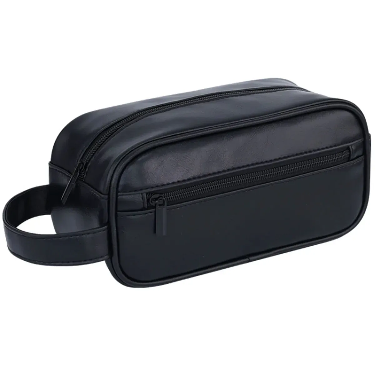 sac de toilette de voyage en cuir pu pour homme, sac de rasage portable imperméable, organiseur de cosmétiques multi-poches, trousse de toilette pour voyage