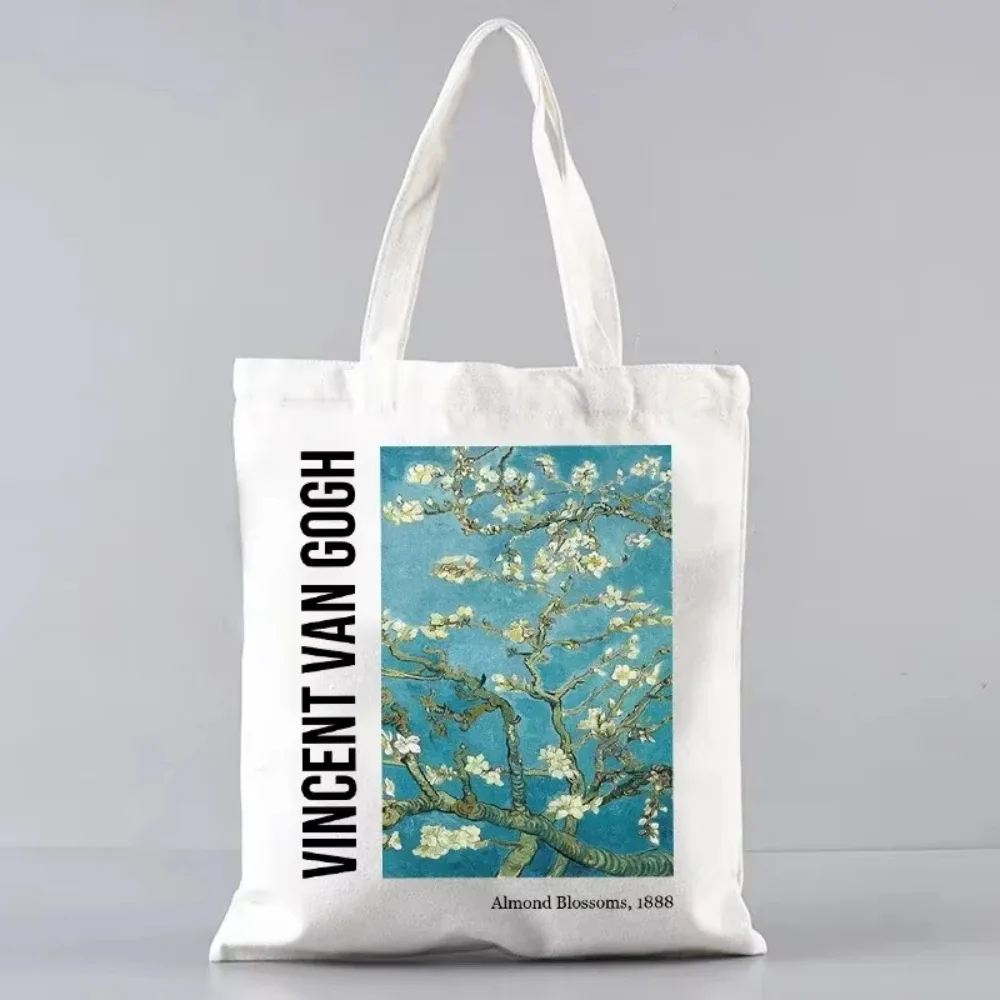 sac fourre-tout en toile inspiré de la peinture à l'huile d'artiste vincent van gogh, pour le shopping, le travail, l'école ou les voyages, sac à bandoulière écologique