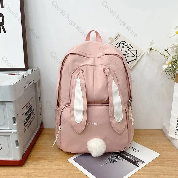 sac à dos oreilles de lapin kawaii pour filles, sac à dos d'école mignon pour filles, sac à dos à usage quotidien en nylon pour la rentrée scolaire