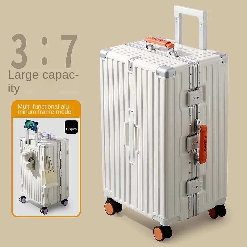 valise de voyage grande capacité bicolore 20-28 pouces avec cadre en aluminium renforcé, bagage en pc avec roues à frein, sac de cabine pour étudiant