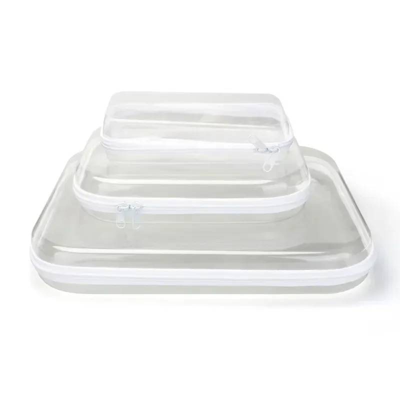 boîte de rangement en pet grande capacité, trousse de toilette de voyage, ensemble de trois pièces, sac de rangement pour cosmétiques, organiseur de maquillage, sac de transport