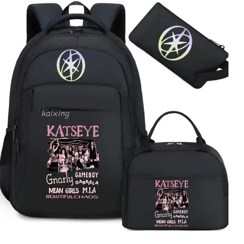 hot katseye drôle impression sacs à dos avec sacs à déjeuner multi-poches camouflage adolescents voyage sac à dos pour ordinateur portable femmes sac d'école mochila