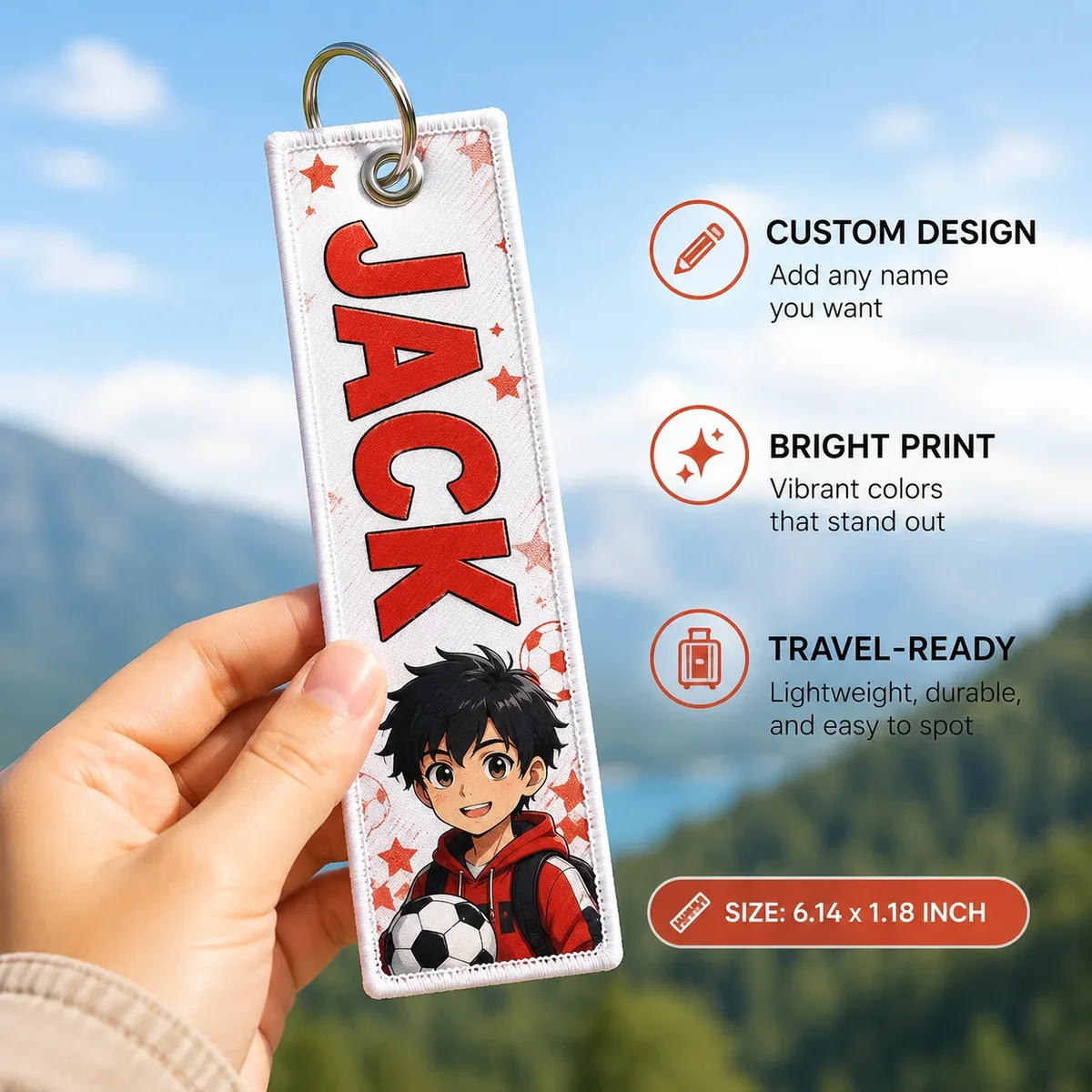 étiquette de bagage personnalisée avec dessin animé, logo personnalisé, nom, étiquette d'identification pour valise de voyage, sac à dos, accessoires, cadeau, 1 pièce