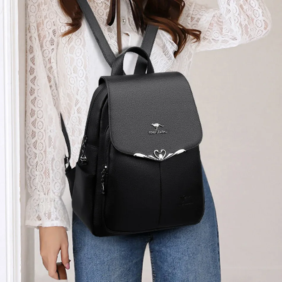 sac à dos en cuir pu pour femme, grande capacité, sac à dos de voyage pour femme, sac à dos pour ordinateur portable pour femme, sacs d'école, créateur de luxe, mode
