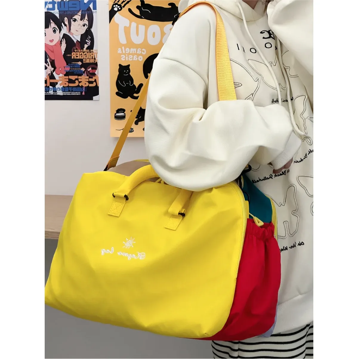 sac de voyage tendance multicolore pour courts séjours, sac de sport léger à main, sac de voyage pour l'hébergement et les loisirs