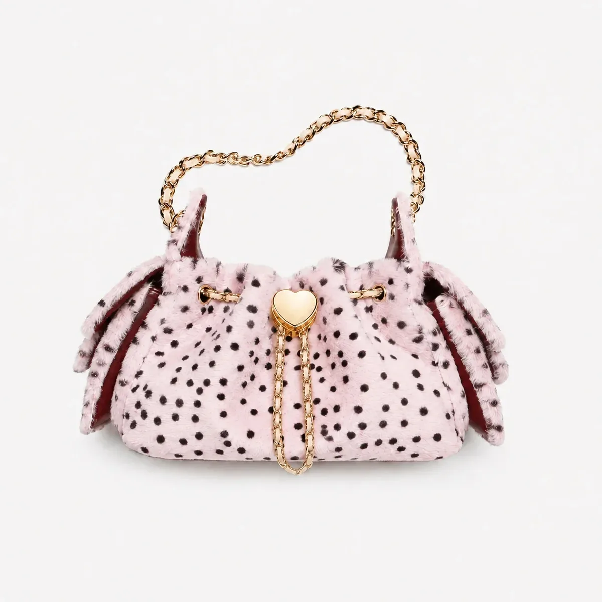 sac seau en fausse fourrure léopard avec chaîne et cordon de serrage, sac à bandoulière pour femme, sac à main en peluche, sac fourre-tout pour l'automne et l'hiver.
