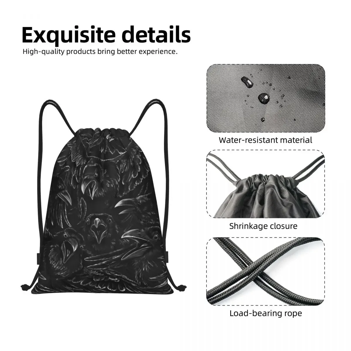 sac à dos de sport personnalisé raven rage proximité wstring pour hommes et femmes, sacoche d'entraînement corbeau effrayant gothique, sorcière d'halloween