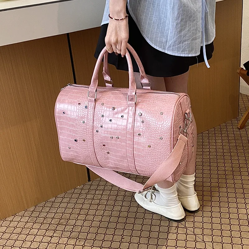 sac à main de voyage en cuir pu de haute qualité shining diamond, grande capacité, pour hommes et femmes, sacs à bandoulière, sacs de shopping