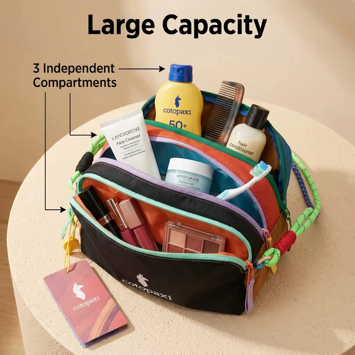 Sac de rangement et de transport Alpaca Dopamine-Coloured, doté de trois compartiments principaux zippés pour une séparation organisée. Portable et réutilisable