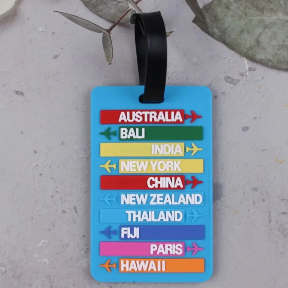 étiquette de bagage en pvc, nom de pays, valise, porte-adresse, nom, étiquette d'identification, étiquette d'embarquement, accessoires de voyage, étiquette de bagage, mode