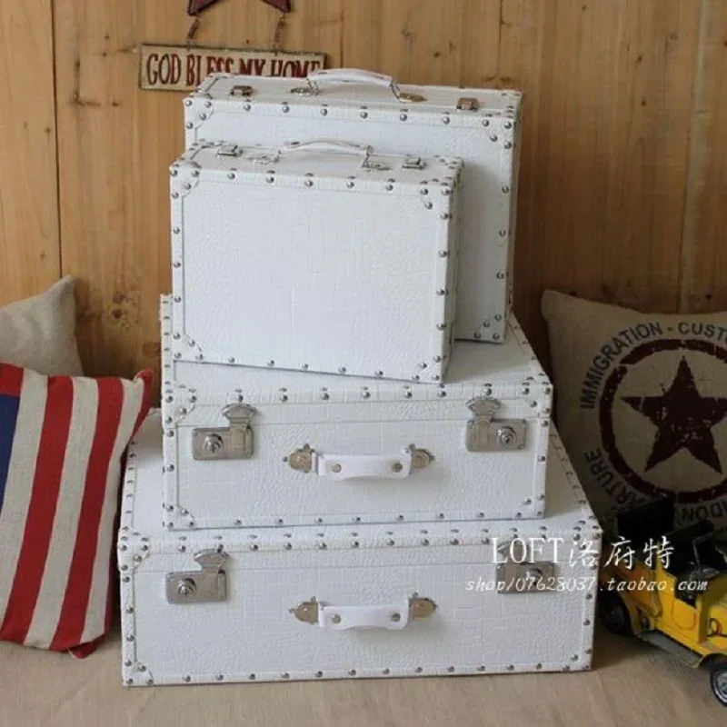valise de voyage en cuir motif crocodile, coffre de rangement antique avec serrure, boîte à bagages rétro pour décoration intérieure, cadeau de luxe