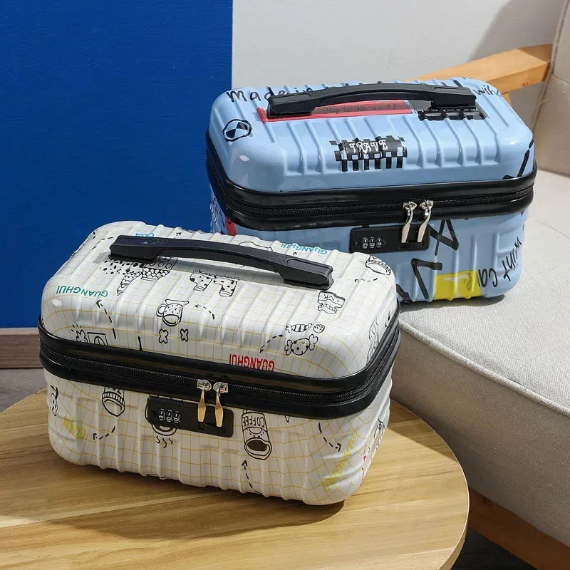 mini sac à cosmétiques portable 16 pouces, boîte à bagages pratique, petite mallette de rangement cadeau, boîte de voyage, protection par mot de passe