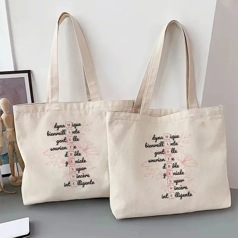 sac fourre-tout à thème enseignant, sac à bandoulière d'école inspiré avec motif de style français, sac à main à motif éducatif cadeau maitresse d'école