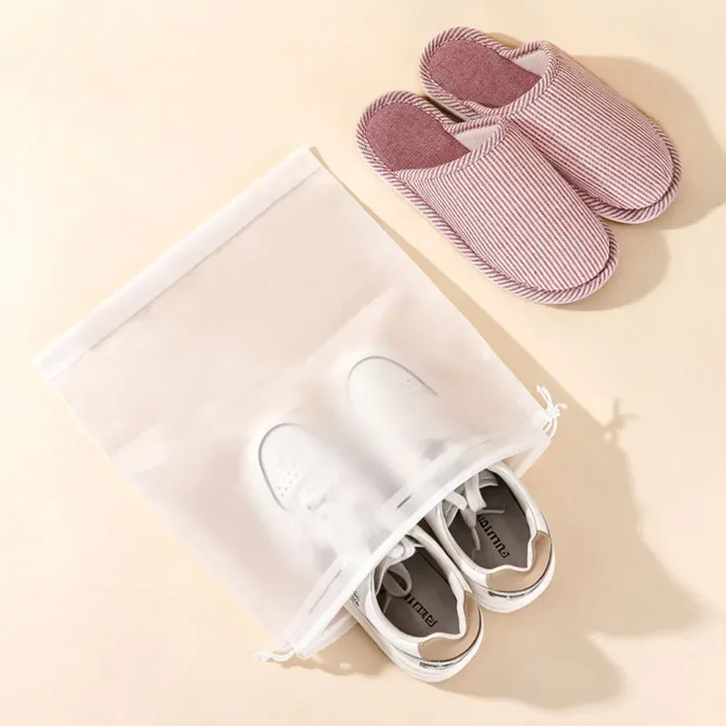 sac de rangement transparent imperméable à cordon en plastique pour cosmétiques, serviettes et chaussettes, idéal pour la salle de bain et la plage - lot de 10