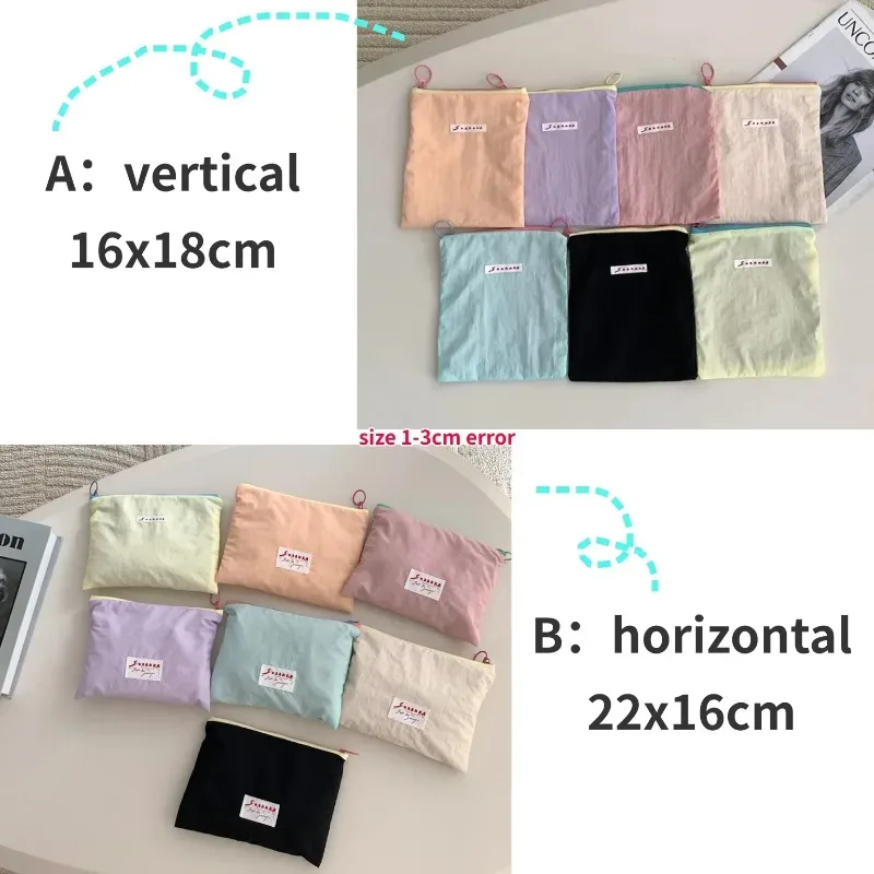 sacs de maquillage monochromes, rouge à lèvres cosmétique simple coréen, sac de rangement pour serviettes hygiéniques, étui à crayons pour étudiants, sacs d'évaluation poudres