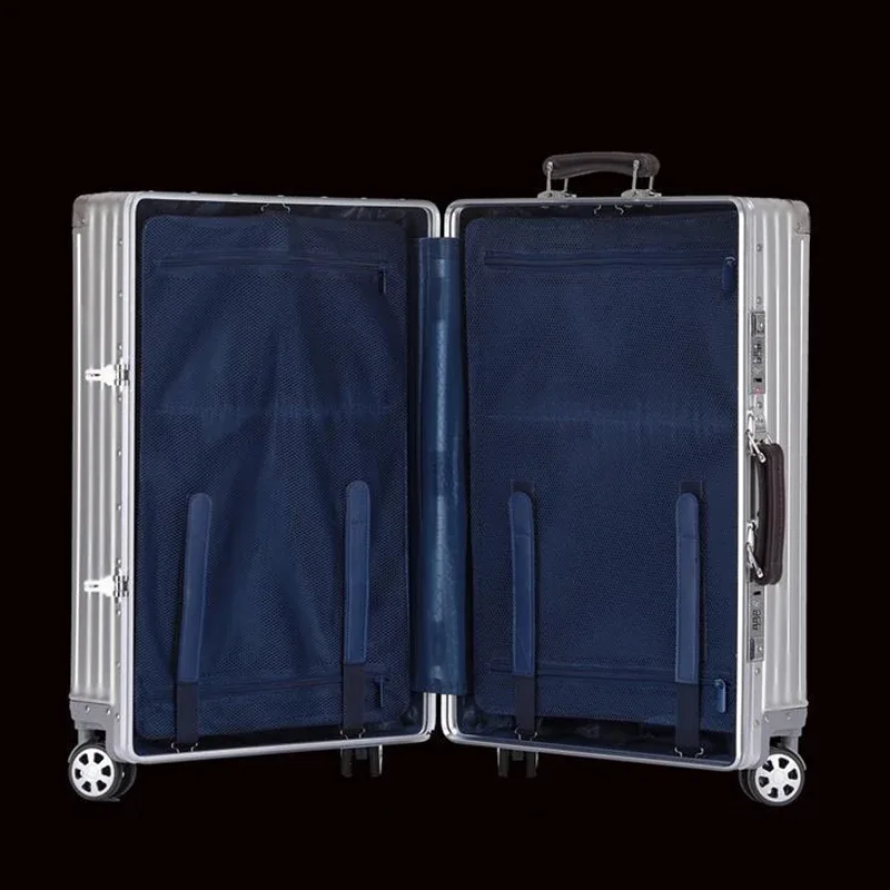 valise tout en alliage d'aluminium et de magnésium, boîtier de chariot à main, valises voyage en métal, bagage de cabine de voyage d'affaires 20 "24" 26 "29" pouces