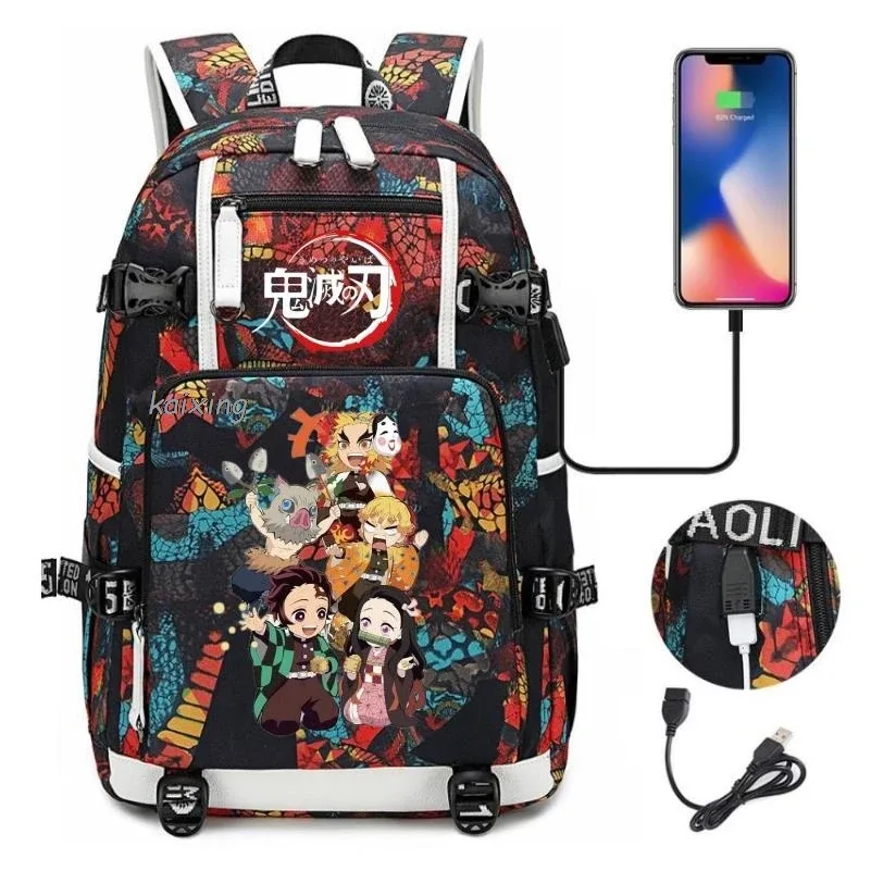 sac à dos hot kamado nezuko demon slayer camouflage, grande capacité, pour adolescents, sacs d'école pour ordinateur portable, léger, pour voyage en plein air, randonnée
